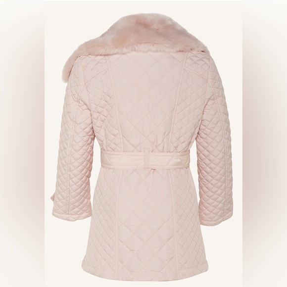 Bardot Junior Tween Girl Grace Quilted Coat In Blush Removable Faux Fur … - Picture 5 of 9